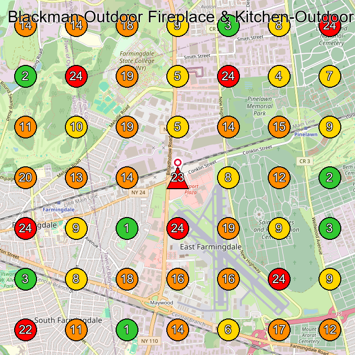 Blackman Outdoor Fireplace & Kitchen-Outdoor fireplace Repair in long Island / Outdoor Kitchen in long Island Fireplace Manufacturer GeoGrid ranking map for Farmingdale NY